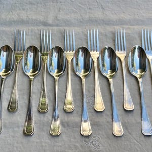 Antique French Alfenide Christofle Silver Plate Forks and Spoons, Set of 12