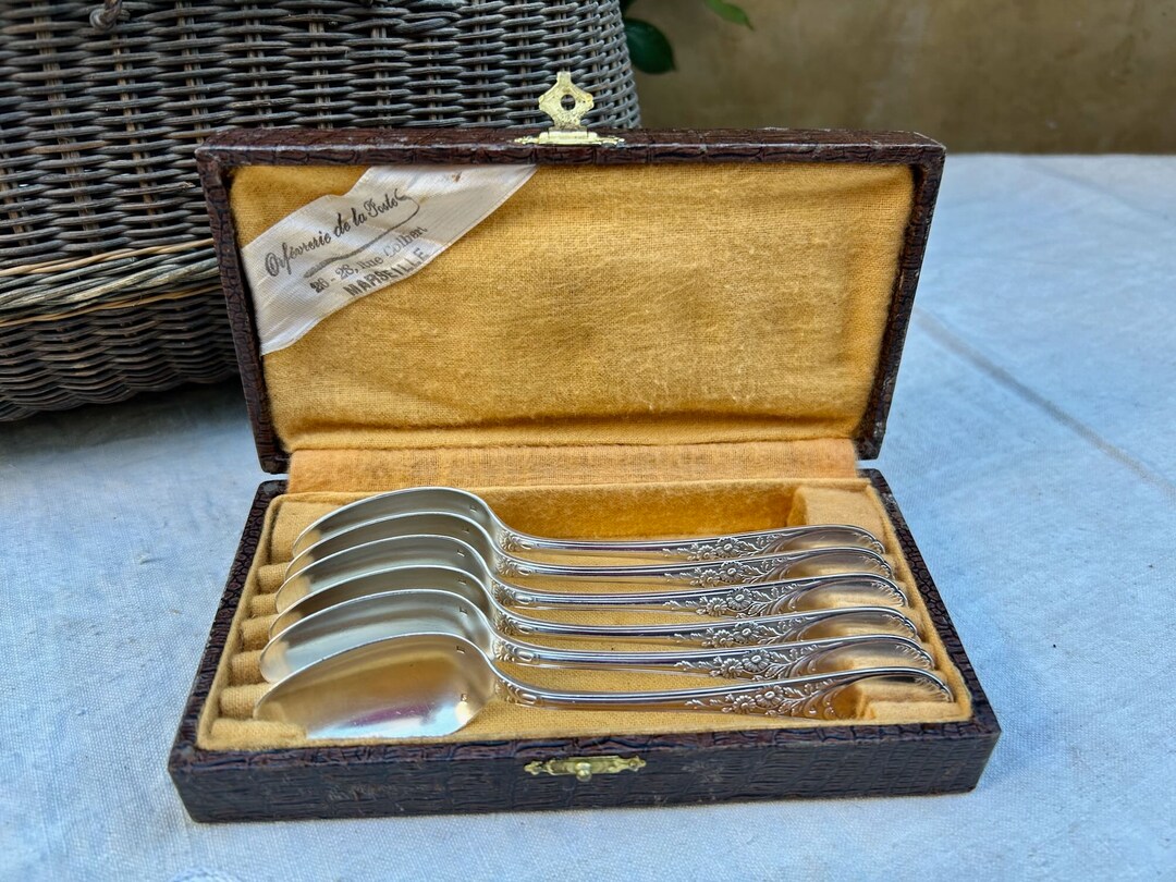 French Silver Plate Teaspoons, Marseille France Dessert, Coffee Spoons