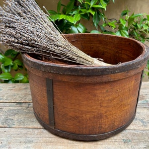 Antique Wood Bowl, XL Vintage Grain Measure, Vintage Bentwood Bowl, Rustic Measure, Primitive Farm, French Country Farmhouse Decor