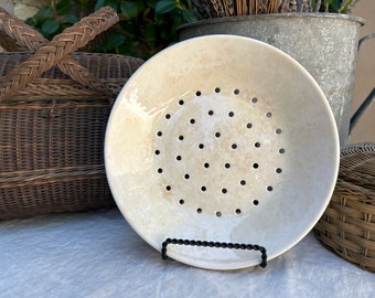 Antique French Ironstone Berry Bowl, Ironstone Colander, Vintage Strainer Drainer,  Antique French Ironstone, Vintage Ironstone Drainer Bowl