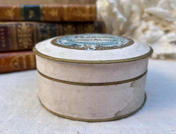 Antique French Florina Powder Box - Lorenzy Palanca Marseille, Art Nouveau Vanity Box, Cosmetic Advertising View 5