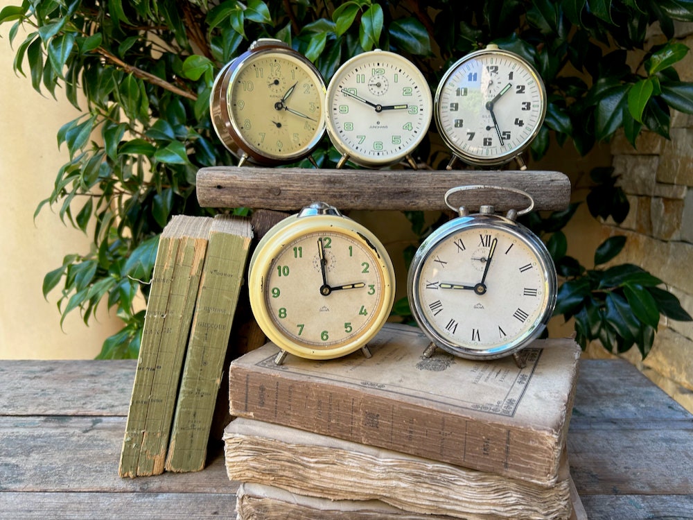 European Alarm Clock, Choose One, Non-Working Wind Up Vintage Table Clock, Retro Desk Clock, Office Decor, Shelf Decor, Decorative Clock