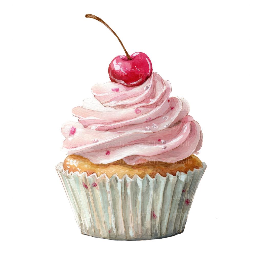 11 Cupcake Clipart, Sweet Cupcake Clipart, Watercolor Cupcake Clipart ...