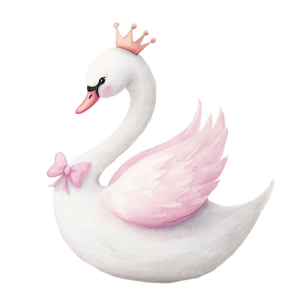 8 Pink Swan Clipart, Watercolor Swan Clipart, Watercolor Girl Baby ...