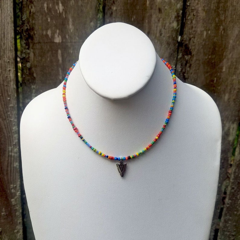 Multicolor Arrowhead Necklace Beaded Arrowhead Choker