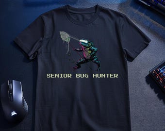 Senior Bug Hunter Shirt, QA Tester Gift, Funny Programmer Tee, Cyberpunk Frog Apparel, Software Engineer Top, Developer Humor, IT Techwear