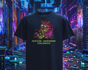 Data Recovery Expert Shirt, Cyberpunk Raccoon Pixel Art Tee, Funny Computer Hardware & Electronics Engineer Gift for Tech Nerds