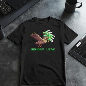Memory Leak Shirt, 16-Bit Pixel Art RAM Bird Tee, Funny Software Developer Debugging Gift for Coders & Computer Engineers