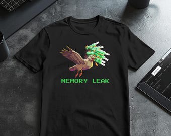Memory Leak Shirt, 16-Bit Pixel Art RAM Bird Tee, Funny Software Developer Debugging Gift for Coders & Computer Engineers
