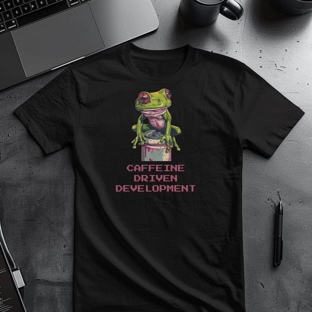 Frog Developer Caffeine Driven Development Shirt, Funny Programmer Frog Tee, Developer ...