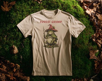 Forest Grump Toad Shirt, Funny Cottagecore Frog Tee, Goblincore Introvert Gift, D&D Druid Top, Mushroom Hat Toad, Vintage Fantasy Apparel