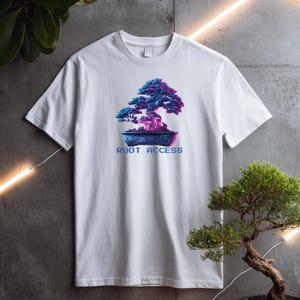 Camiseta Root Access Cyberpunk Bonsai, Camiseta Divertida para Programador, Presente para Administrador Linux, Moda Urbana Vaporwave Japonesa, Camiseta de Tecnologia da Informação, Administrador de Sistemas