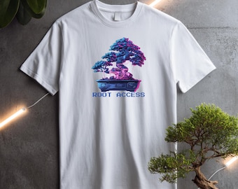Root Access Cyberpunk Bonsai Shirt, Funny Programmer Tee, Linux Admin Gift, Japanese Vaporwave Streetwear, IT Techwear Top, Sysadmin