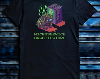 Microservice Architecture Shirt, Funny DevOps Tardigrade T-Shirt, Pixel Art Cloud Engineer & Backend Developer Meme Gift
