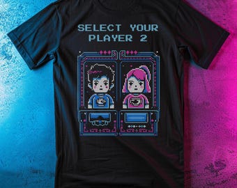 Gamer Couple Shirt, Retro Arcade 8-Bit Tee, Valentines Day Gift