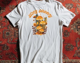 Stay Groovy Mushroom Shirt, Retro 70s Aesthetic Tee, Cute Cottagecore Clothing, Vintage Botanical Fungi Top, Hippie Festival Gift