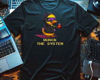 Quack The System Hacker Shirt, Cybersecurity Rubber Duck Tee, InfoSec Pen Tester Gift, Ethical Hacking Apparel, Funny Programmer Techwear