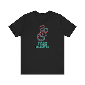 Senior Python Programmierer Shirt, Cyberpunk Schlange Tattoo T-Shirt, lustiges Python Coder Geschenk für Software-Ingenieure und Datenwissenschaftler Bild 2