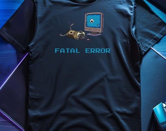 Fatal Error Opossum Shirt, Funny Programmer Tee, IT Burnout Gift, Software Engineer Humor, Retro Tech Apparel, Gamer Pixel Art Top