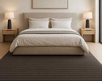 Charcoal Brown Hand-Tufted Wool Rug | Modern Minimalist Textured Area Carpet