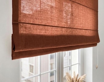 100% linnen vouwgordijn, terracotta op maat gemaakte jaloezie, zak voor lichtfilterstaaf