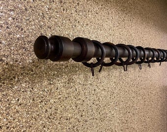 Hölzerne Vorhangstangen-Set, dunkle Walnuss an der Wand montierte Gardinenstange, Fensterbeschläge