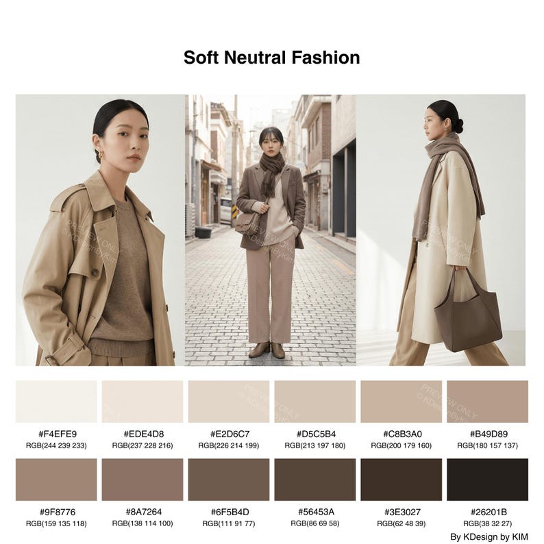 36 Brown Tones – Korean Neutral Color Palette | Soft Fashion Colors for ...