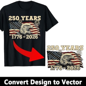 May include: Black t-shirt with a distressed graphic of the American flag, an eagle, and the text "250 YEARS 1776-2026". The design has a vintage aesthetic. The shirt has a crew neck.