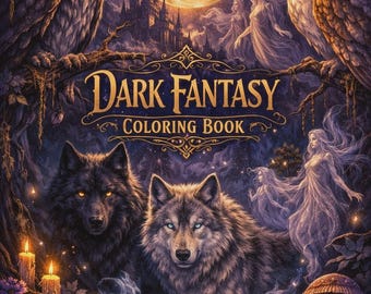 Dark Fantasy kleurboek, gotische mystieke illustraties, heksentarotkunst (pdf-download)