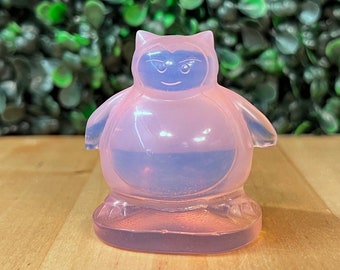 Opalite Snorlax Pokemon Carving Inspired Pokemon Crystal Carving Pink Opalite