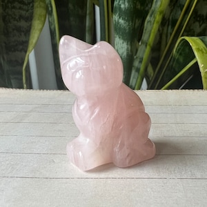 Rose Quartz Cat Crystal Carving