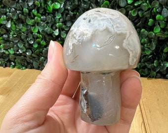 Flower Agate Mushroom Carving Madagascar Crystal Garden Carving Garden Gift Mushroom Crystal Plume Agate