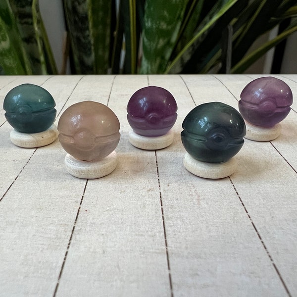 Fluorite Pokeball Inspired Crystal Carving Pokemon