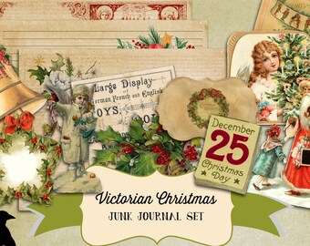 Victorian Christmas Junk Journal Pages & Images 9 Sheets Total