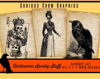 Halloween Spooky Stuff Pennant Banner Printable Download 14 Images 5" x 7" each