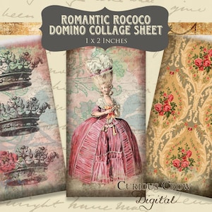 Romantic Rococo 1 x 2 inch Domino Digital Collage Sheet - INSTANT Printable Download - Jewelry, Scrapbook, Pendants