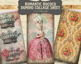 Romantic Rococo 1 x 2 inch Domino Digital Collage Sheet - INSTANT Printable Download - Jewelry, Scrapbook, Pendants