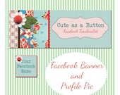Facebook Timeline Cover and Avatar quot Cute as a Button quot - Pre-made Vintage Floral Design