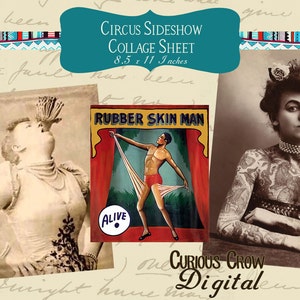 Vintage Circus Sideshow Freaks Digital Collage Sheet (Set 1) INSTANT afdrukbare download