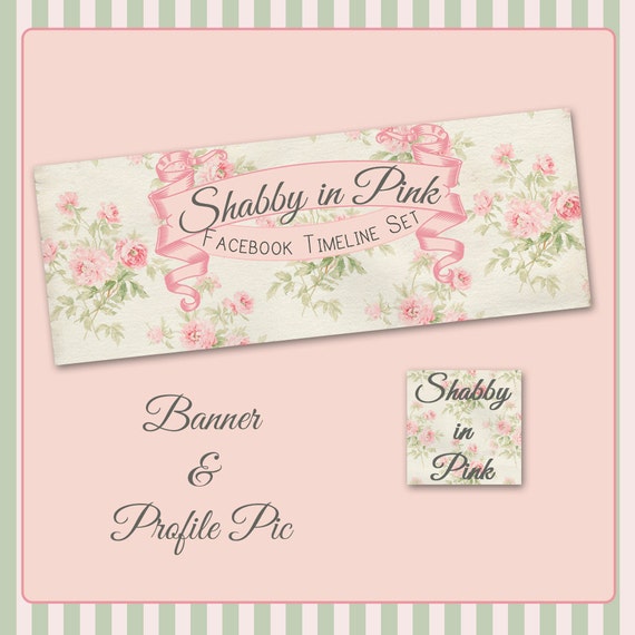 Facebook Timeline Cover Set Vintage Roses Shabby In Etsy