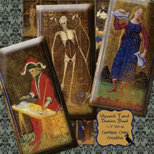 Antique Visconti Italian Tarot 1 x 2 inch Domino Digital Collage Sheet -  INSTANT Printable Download - Jewelry, Scrapbook, Pendants