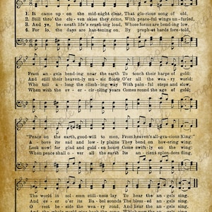 Grungy Aged Vintage Weihnachtslied Musik Digital Sheet SOFORTIGER druckbarer Download - 2 Sheets The First Noel, It Came upon a Midnight Clear