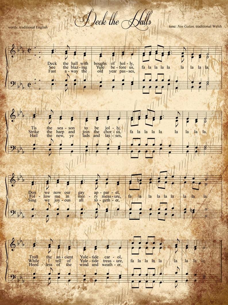 Grungy Aged Vintage Christmas Carol Music Digital Sheet  Etsy