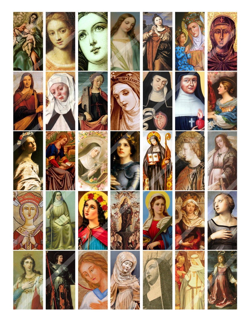 Female Saints 1 X 2 Inch Domino Digital Collage Sheet Religious INSTANT