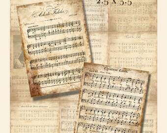 Christmas Carols Digital Collage Sheet (Set 1) - ACEO ATC 2.5 x 3.5 -  INSTANT Printable Download