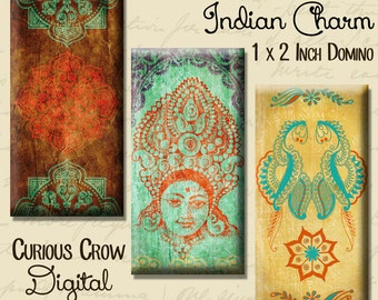 India and Hindu 1 x 2 inch (25mm x 50mm) Domino Digital Collage Sheet -  INSTANT Printable Download - Jewelry, Scrapbook, Pendants
