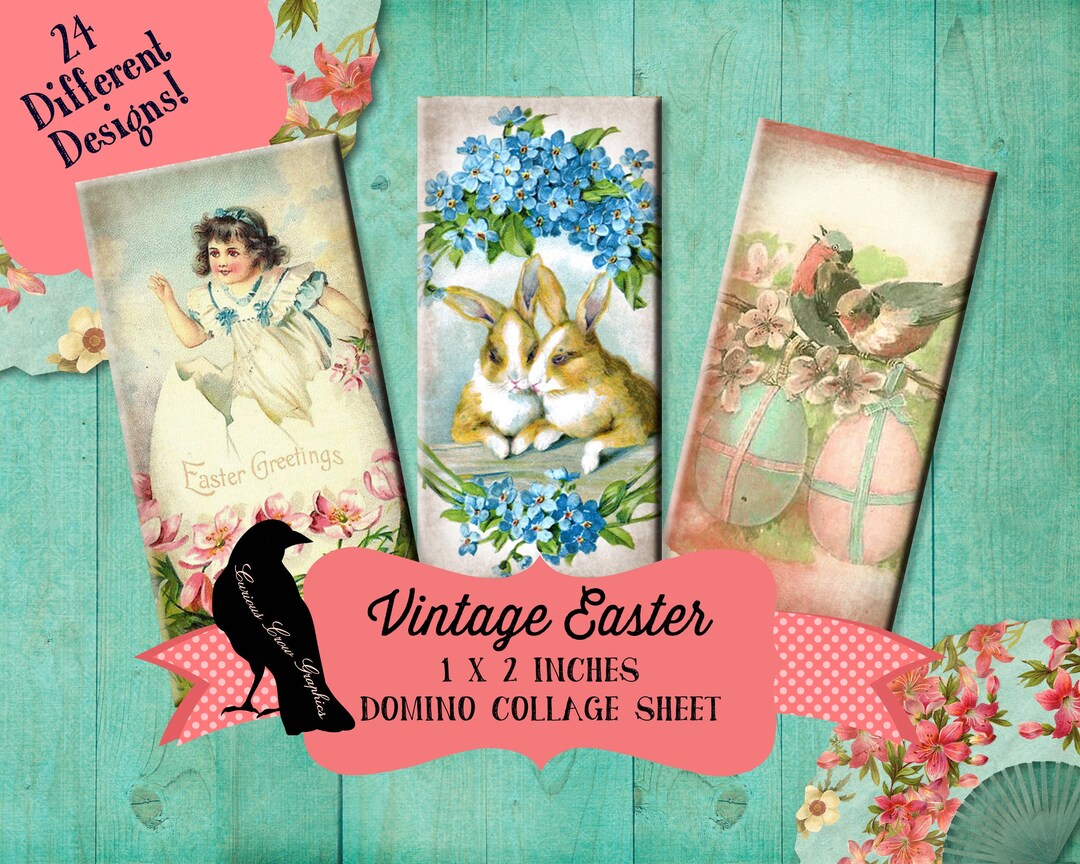 Vintage Easter 1 X 2 Inch Domino Digital Collage Sheet - INSTANT ...