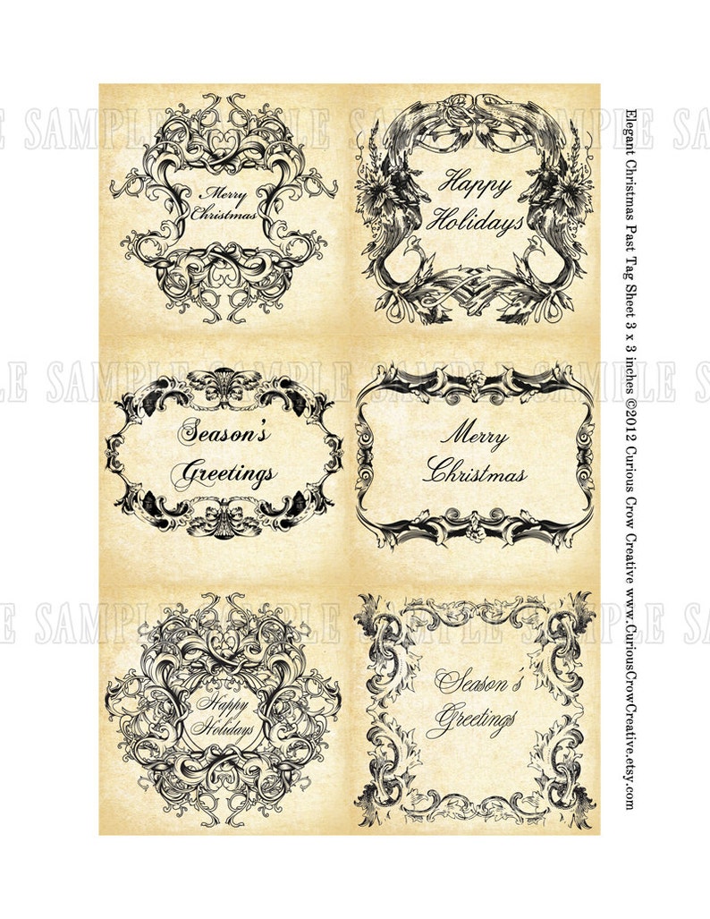 Elegant Christmas Gift Tags Digital Collage Sheet INSTANT Etsy Elegant christmas gift tags digital collage sheet instant etsy