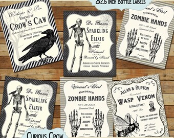 Halloween Apothecary Labels Digital Collage Sheet Bottle | Etsy