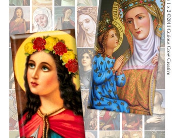 Female Saints 1 x 2 inch Domino Digital Collage Sheet - Religious  INSTANT Printable Download - Jewelry, Scrapbook, Pendants